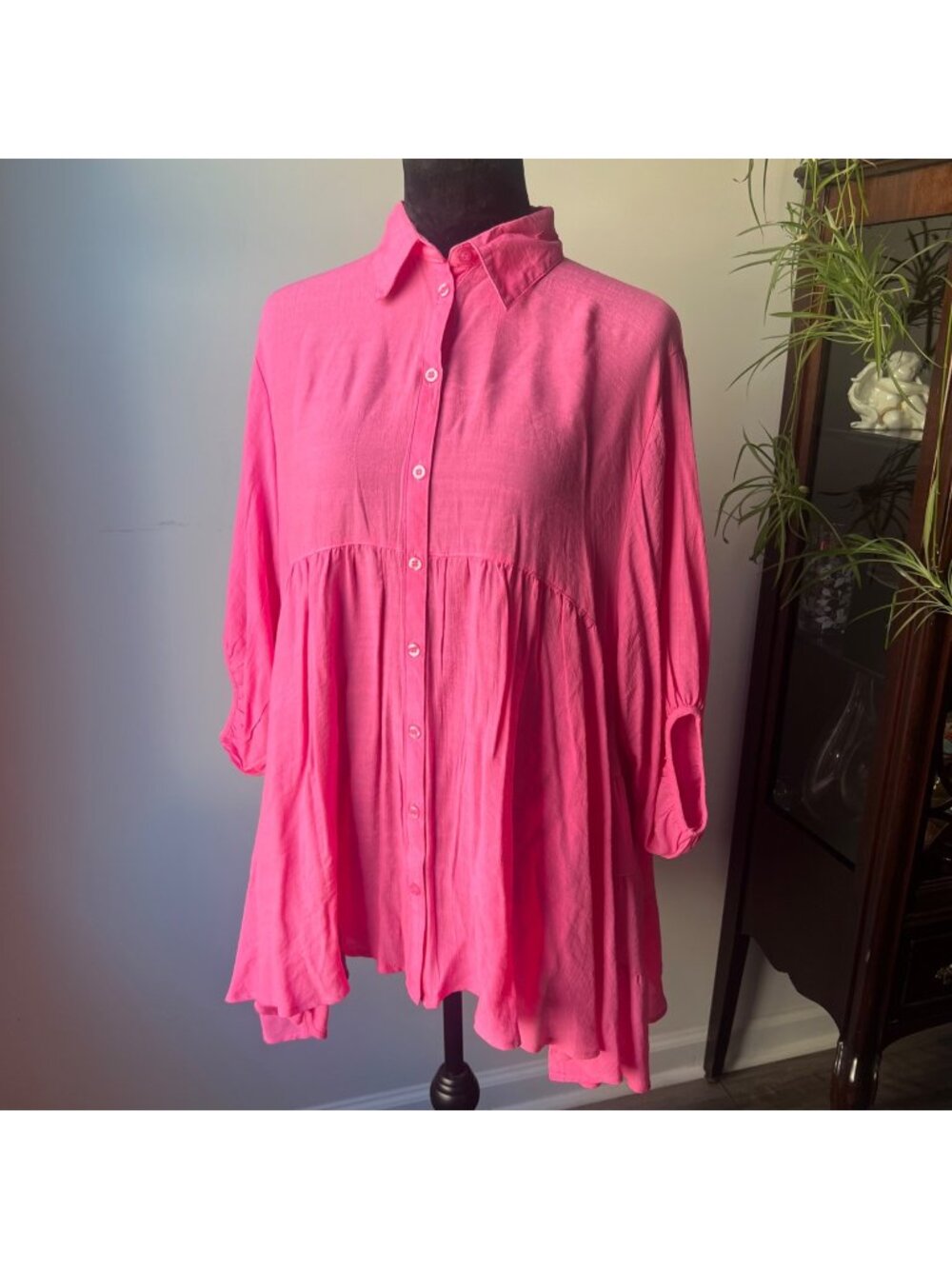 NWOT Umgee Womens Pink Button-Down babydoll - Size Small